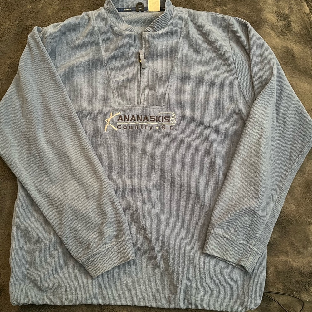 Blue quarter zip sweater